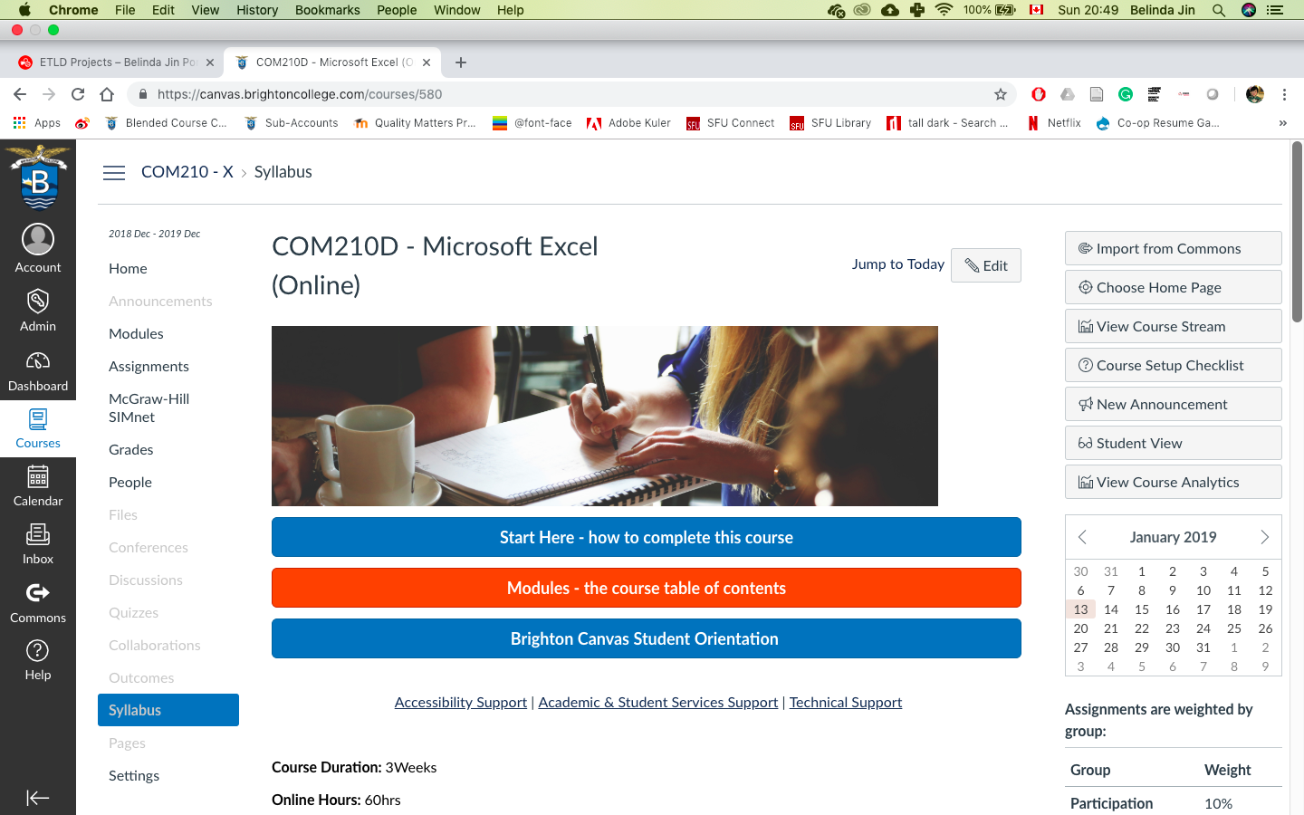 Brighton College COM210D Microsoft Excel (Distance)